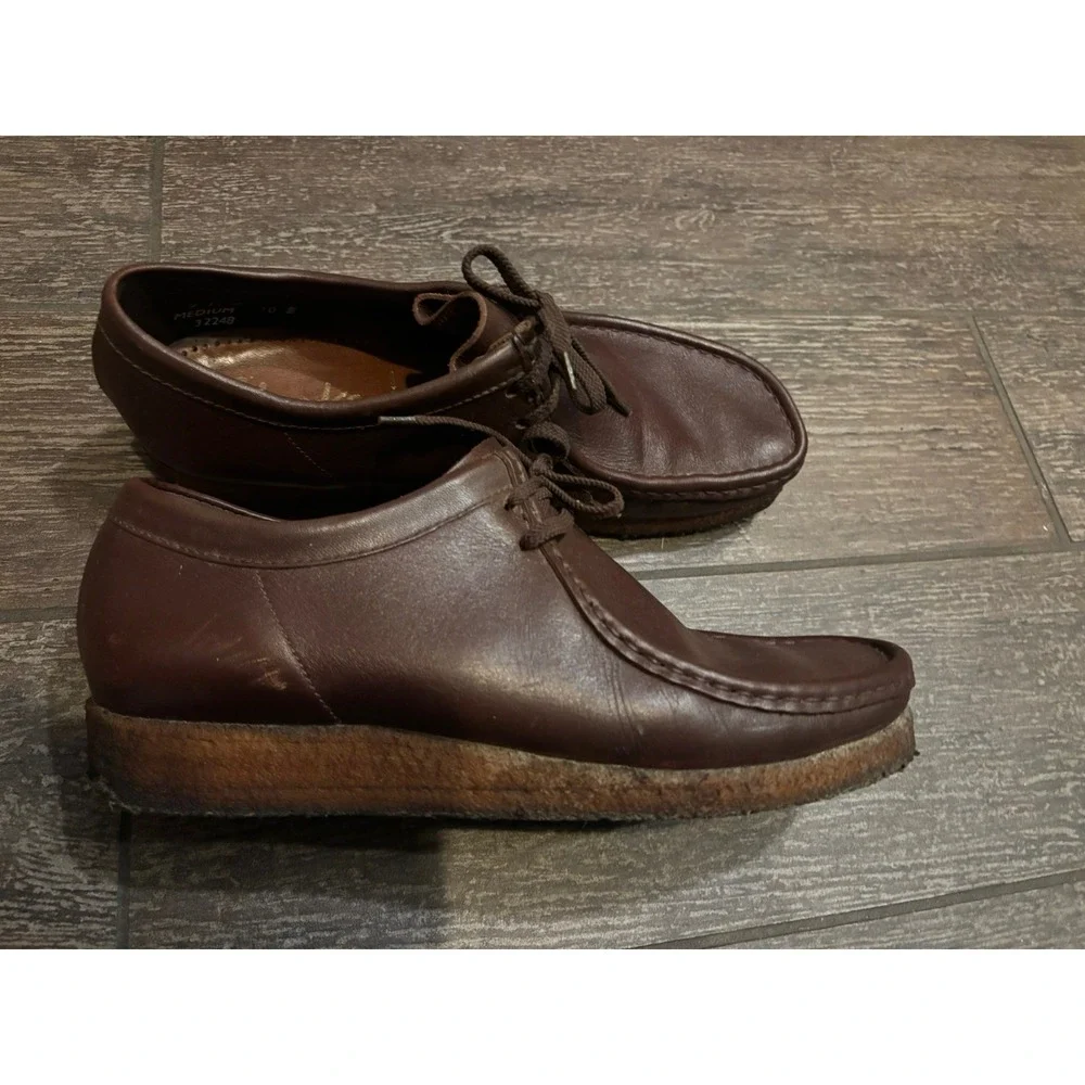 Clarks Wallabees Brown Leather Lace Up Shoes Men's Size 10M Medium 32248 IRELAND